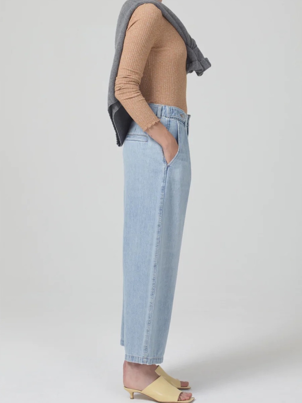 NWT Citizens of Humanity Payton Pleated Trouser Jeans Wide Leg Denim Roma Blue - Picture 3 of 7